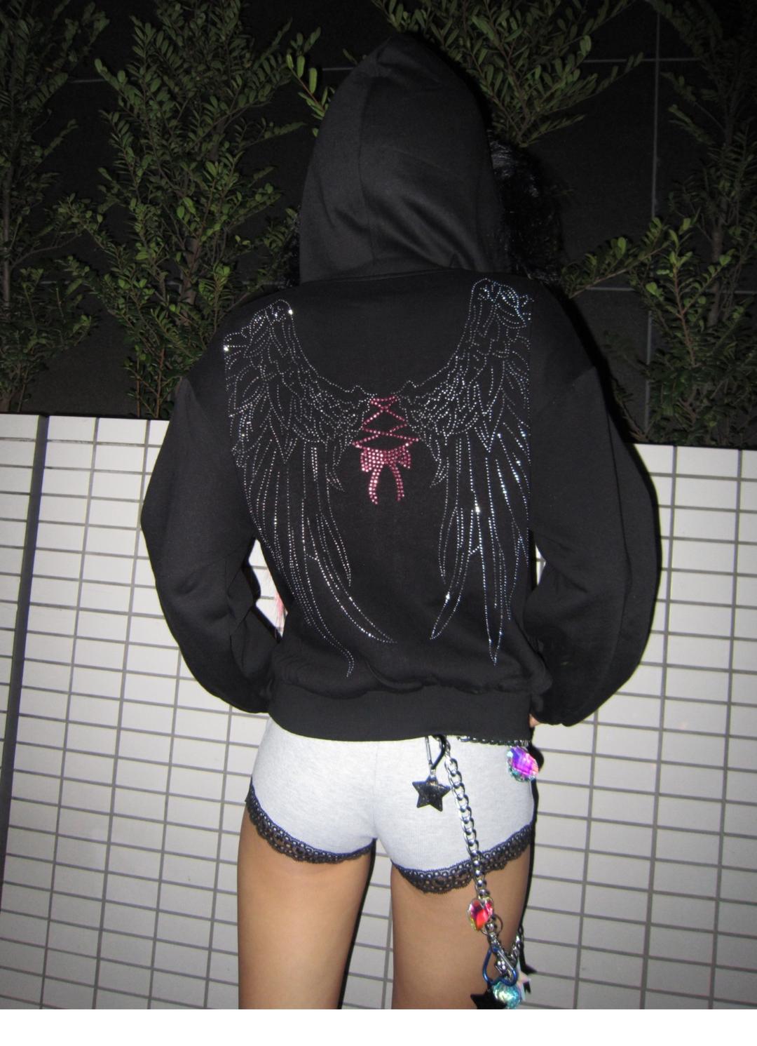 Angel Wings Rhinestone Hoodie Sweatshirt