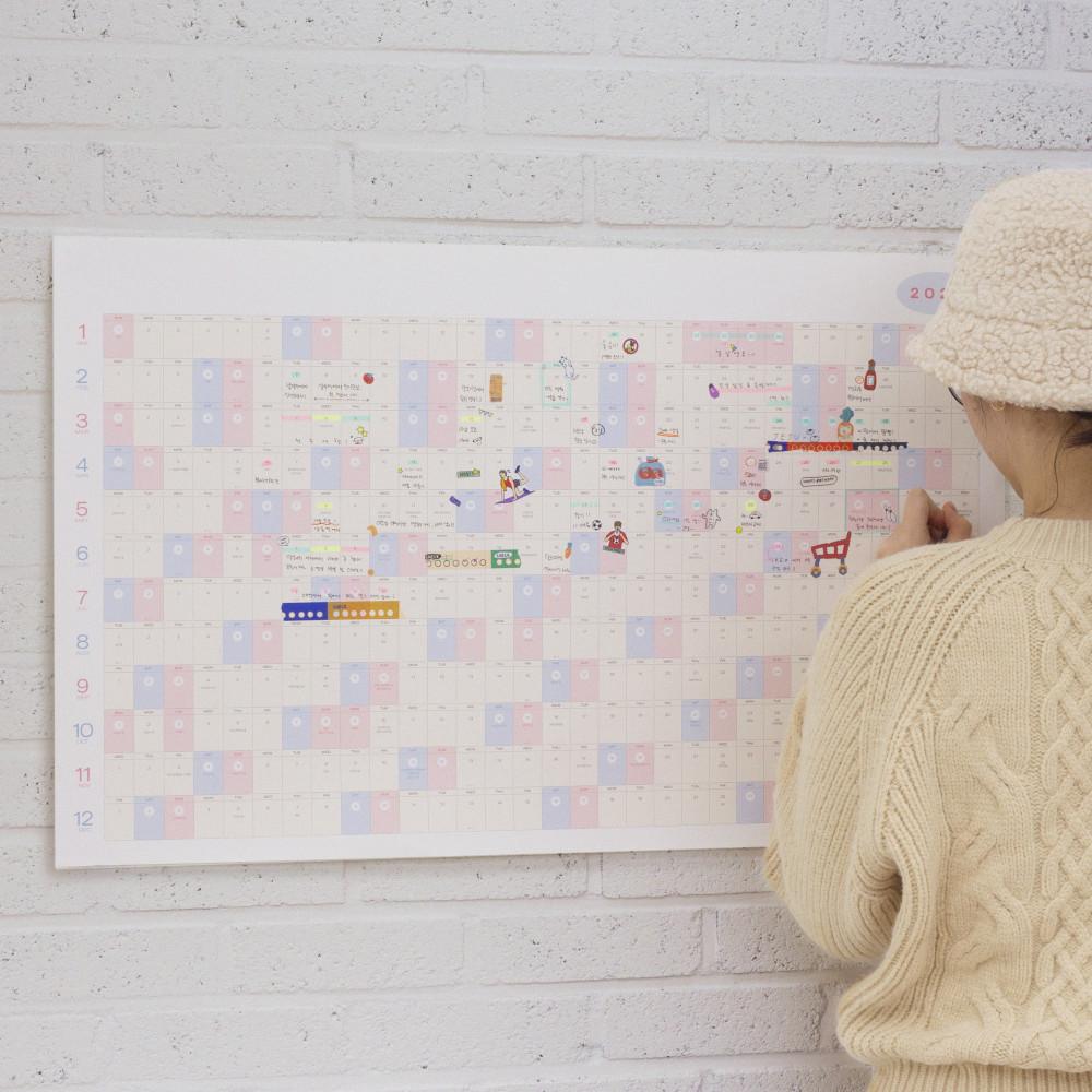 메이드바이 한장달력 2024+2025 년 포스터 달력 연력 캘린더 2년 2장 세트