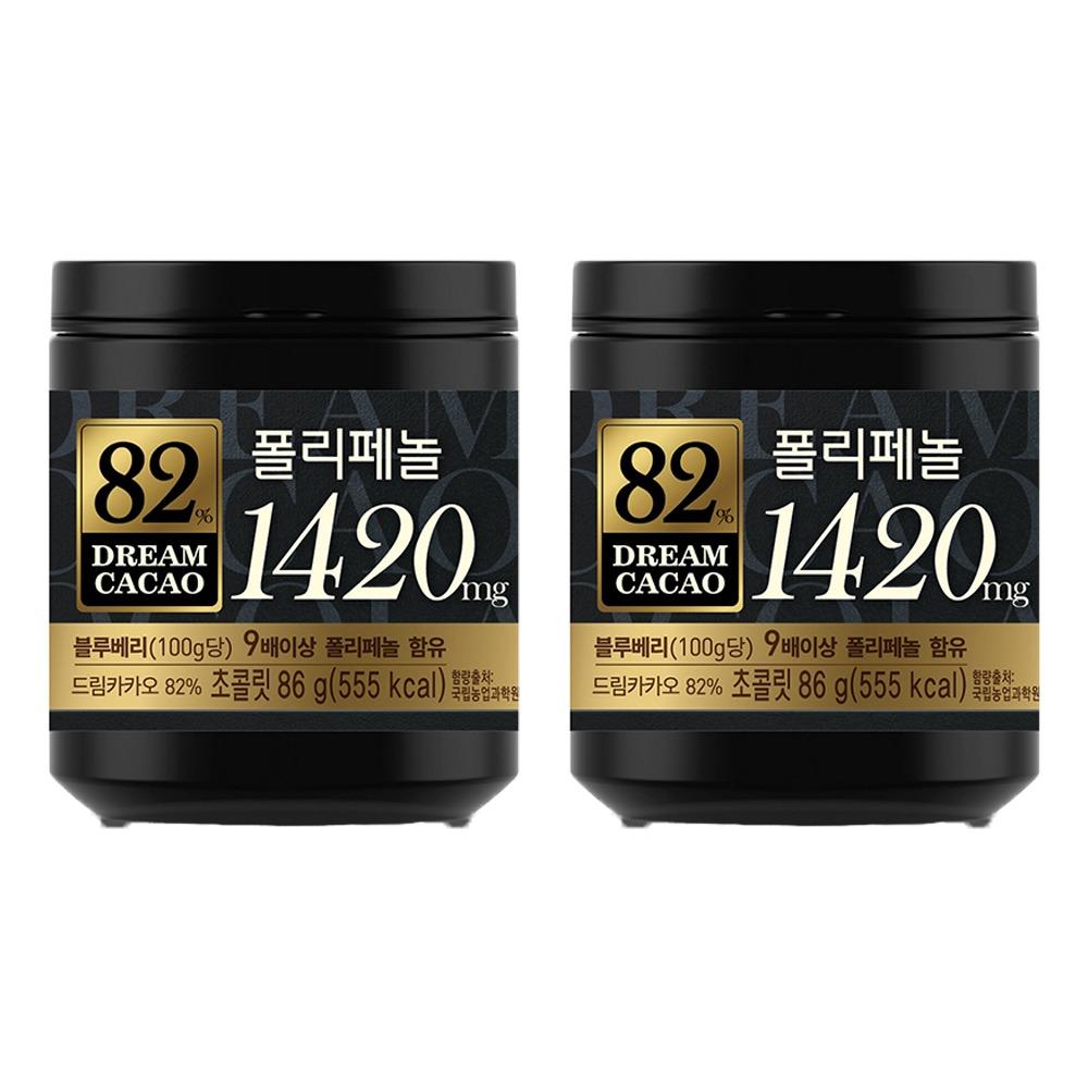 롯데웰푸드 드림카카오 다크초콜릿 82%, 86g, 2개