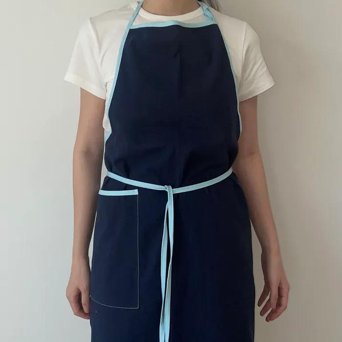 linen long apron - navy 롱 앞치마