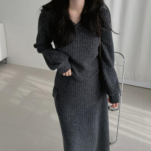 휘뚤마뚤 후드 루즈핏 롱 스커트 셋업 N-1110