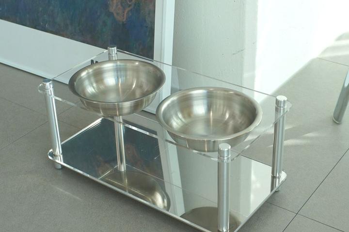 메탈릭 펫테이블 M 2구식기 아크릴 미드센추리  강아지밥그릇 고양이밥그릇 국내제조 국산