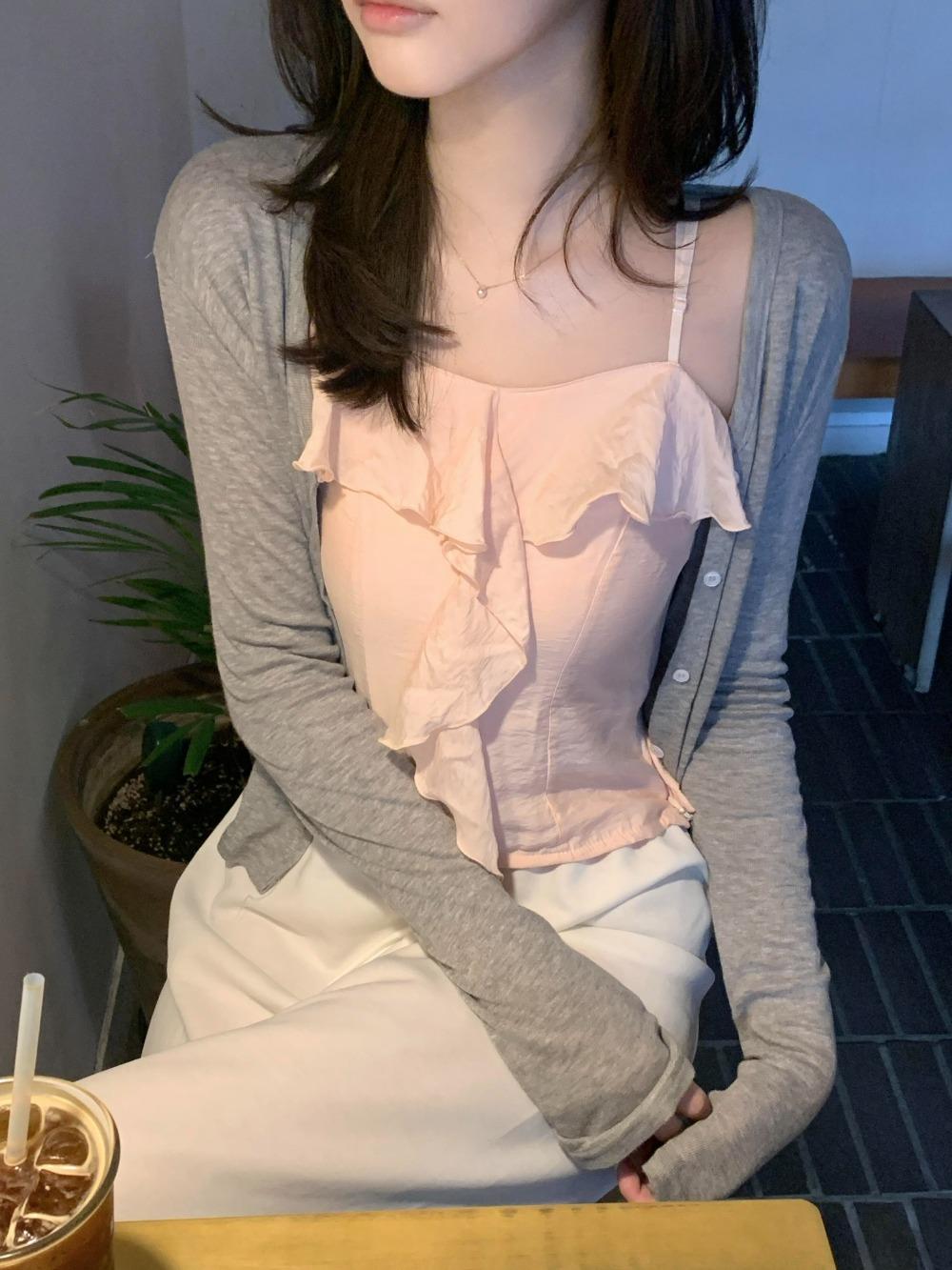 제니오 모찌 베이직 가디건_그레이