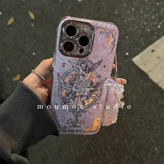 💓세트💓큐피트 실버 메탈릭 비즈키링  범퍼케이스 아이폰케이스 유니크 특이한 15프로맥스 14프로맥스 13프로맥스 12프로맥스 귀여운 키치 감성 레트로