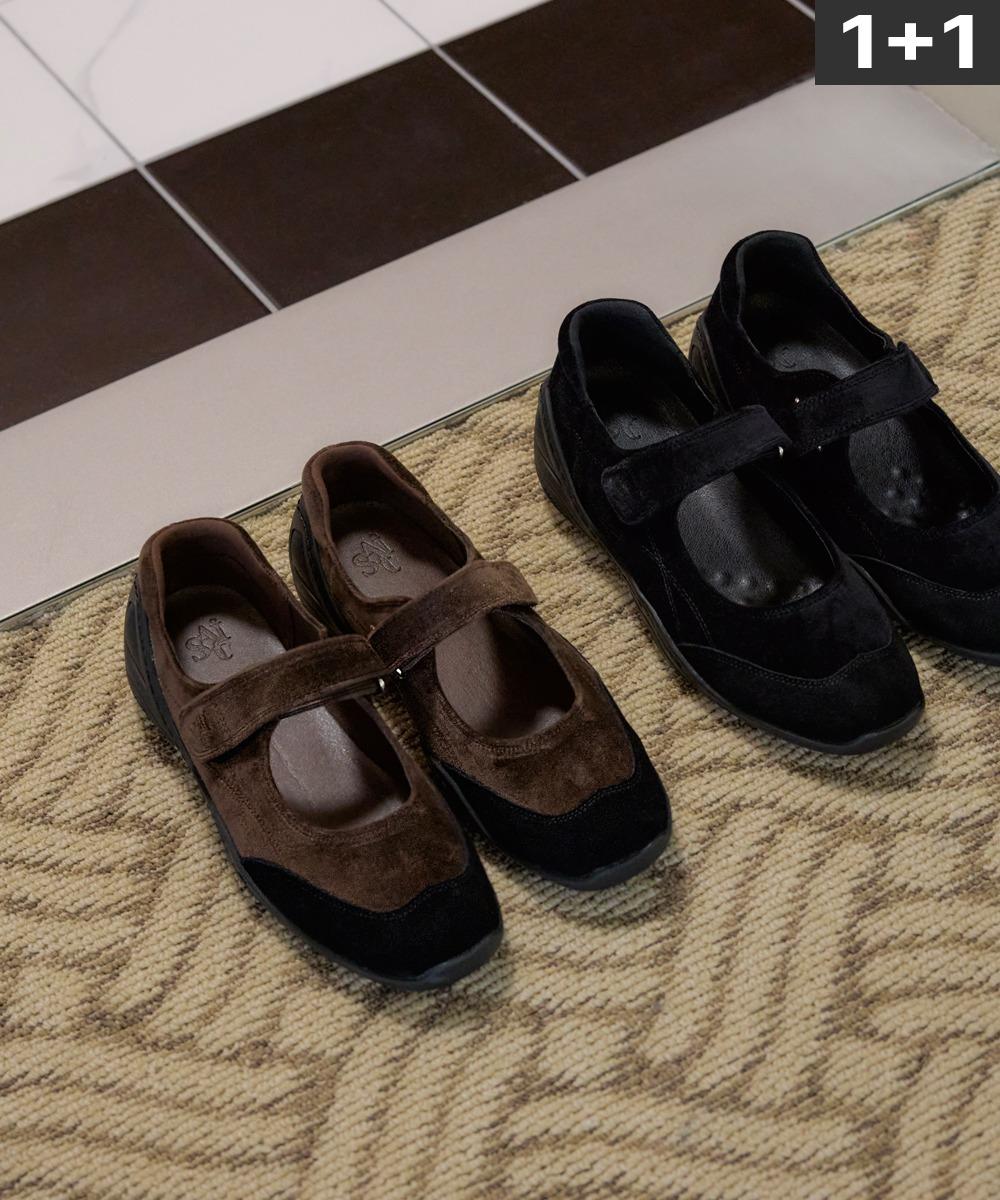 [1+1] 벨벳 프롬 메리제인 소가죽 키높이 슈즈 (3cm/6cm)