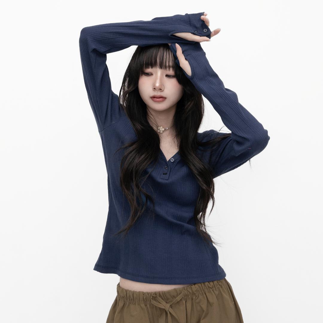 틸데서울 (퀄리티,핏💙) 릴스 브이넥 스판 티셔츠 3color