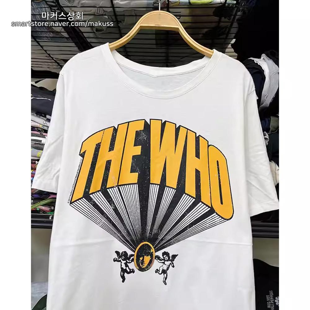 더후 The Who 레터링로고 프린팅 반팔티 락티셔츠 루즈핏 순면 라운드넥 빈티지