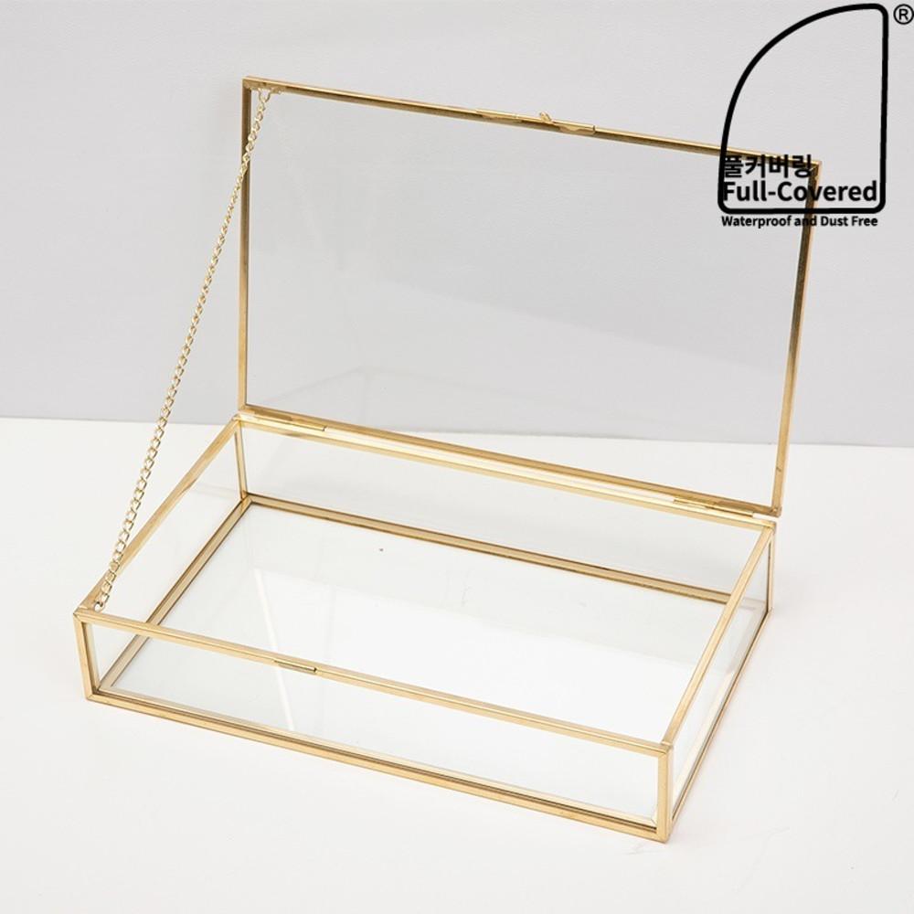 풀커버링 골드프레임 사각 보석함 악세사리 보관함 귀걸이 목걸이 반지 케이스 화장대 정리함