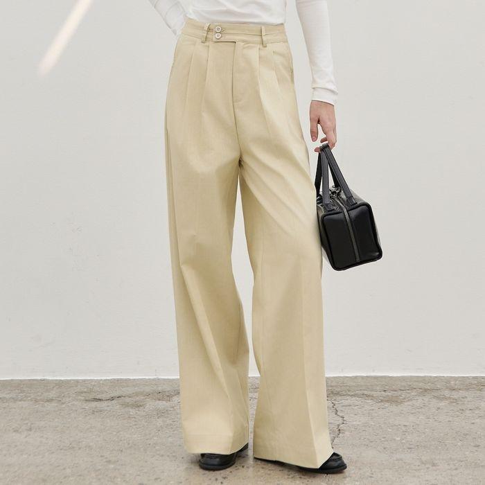 2-Tuck Linen Wide Chino Pants_3Color