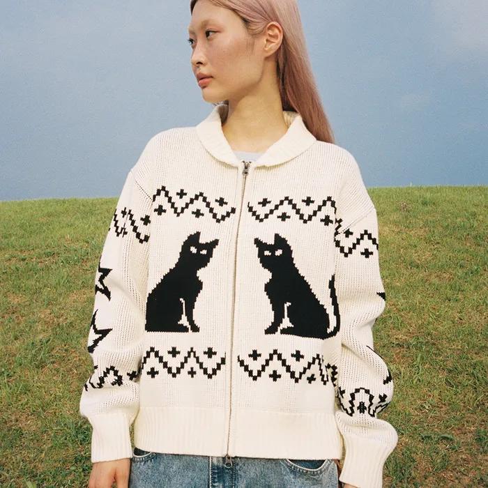 CATS ZIP UP CARDIGAN IVORY(CV2DFUK680A)