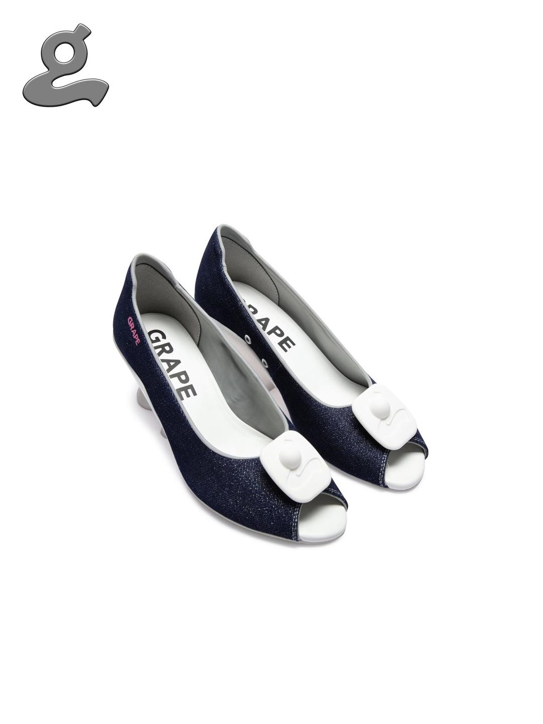 Denim Detachable Anti-Theft Buckle Wedge Heels