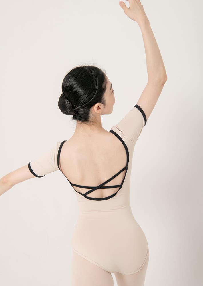 [반팔레오타드]셈플리체 베이지 | 성인 발레복 무용복 취미 발레