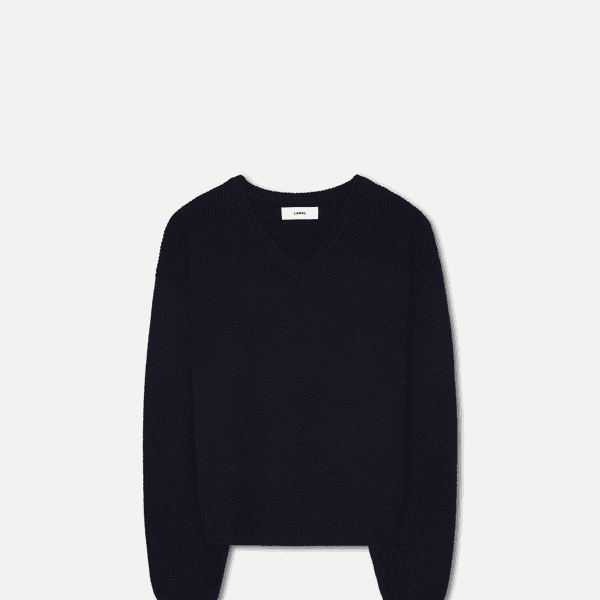 Winslo trim panel v-neck sweater navy