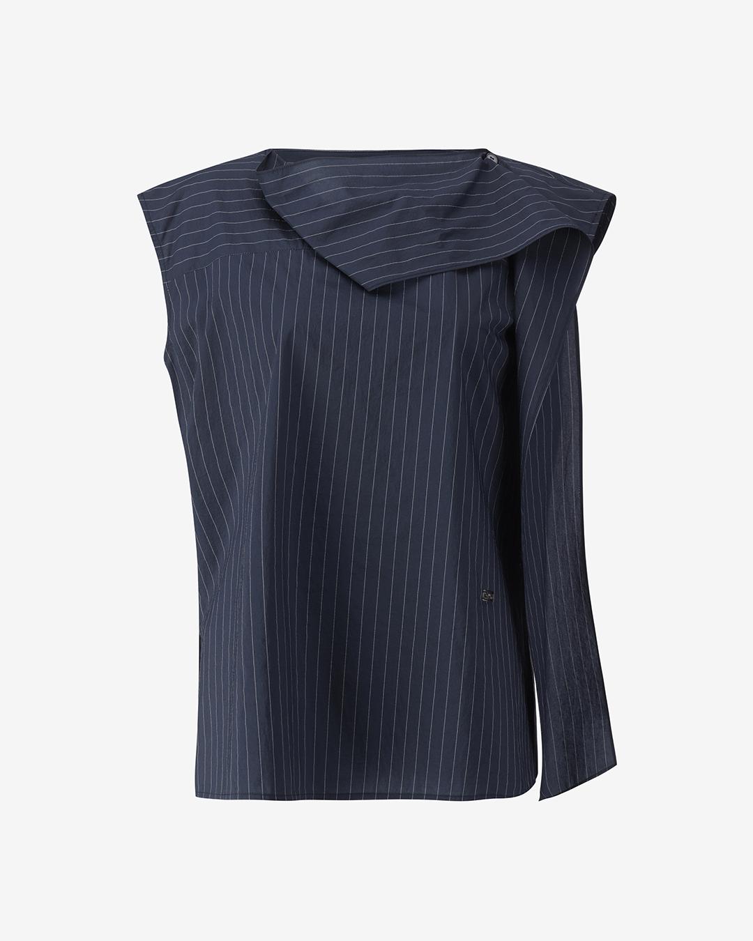 SIDE-TIED SLEEVELESS BLOUSE_NAVY