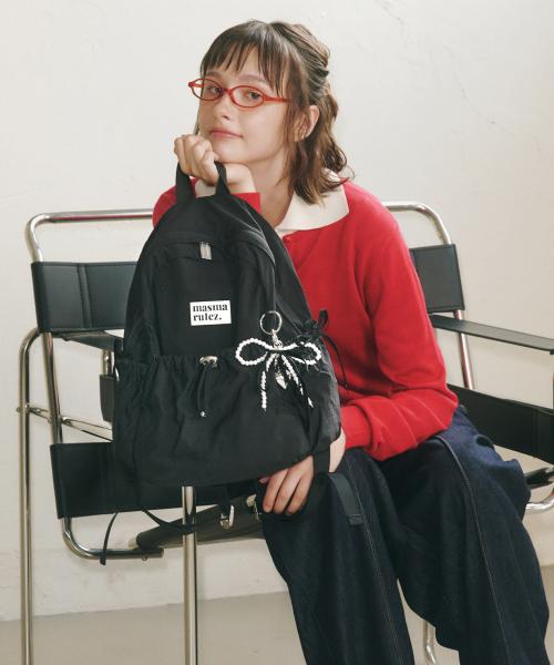 mini ver. Ribbon pocket backpack_Black