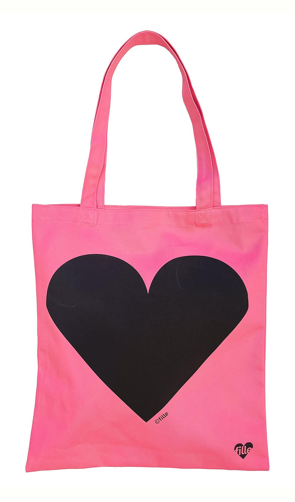 Big Heart Canvas Bag - Pink