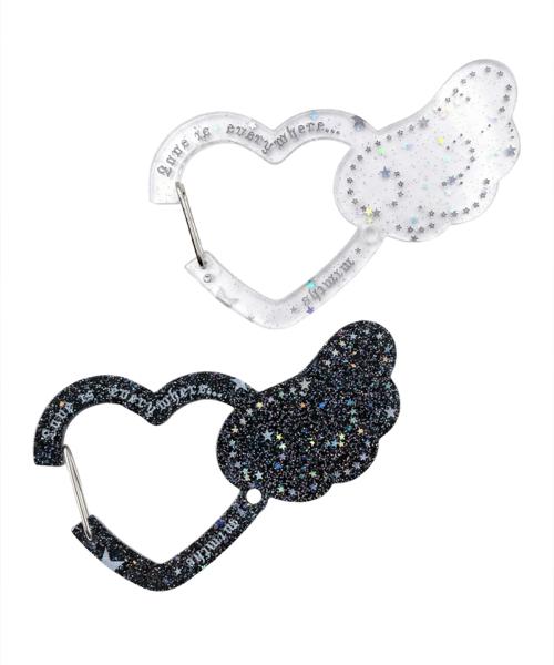 노트 아크릴 글리터 카라비너_하트