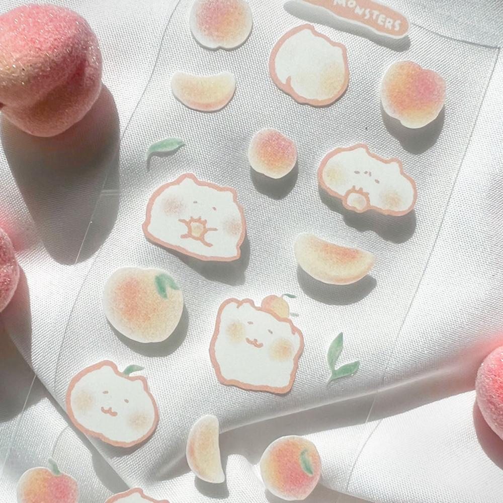 냥냥몬스터즈 복숭아 냠냠 씰스티커