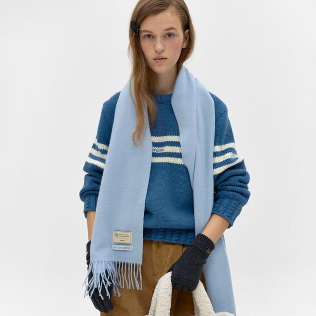 cashmere wool blended muffler - baby blue