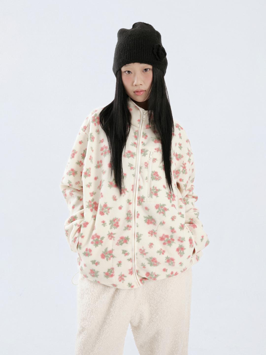flower fleece jacket (ivory)