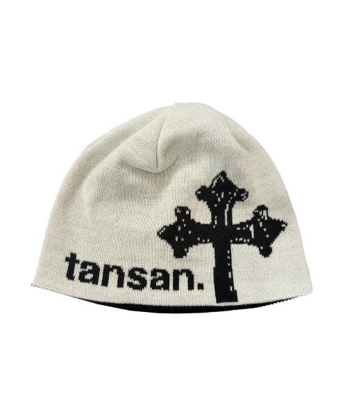 자카드 크로스 비니 화이트