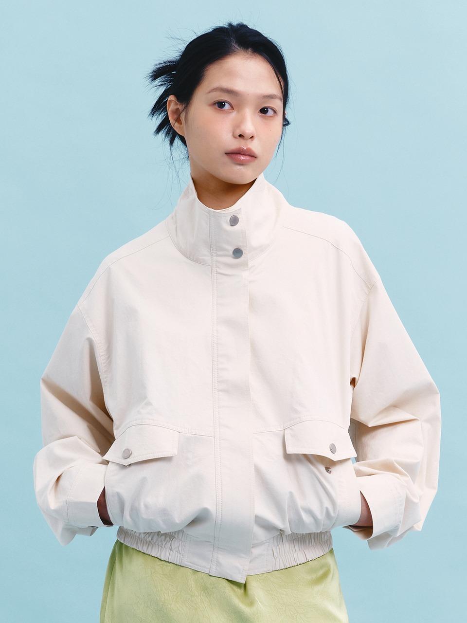 COTTON BOMBER JACKET (CREAM)