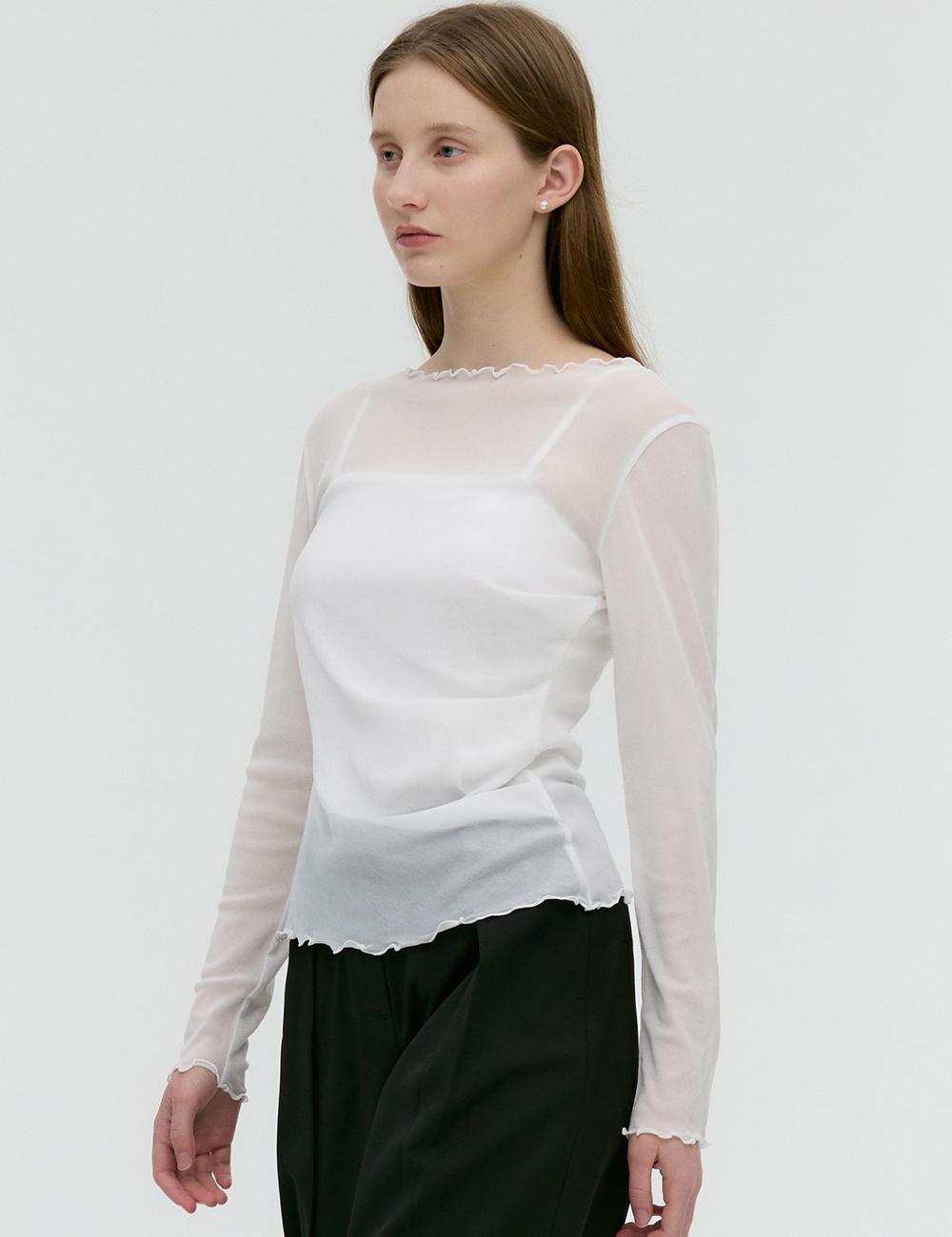 사이드 셔링 메쉬 롱슬리브 아이보리 MDTS061IVORY