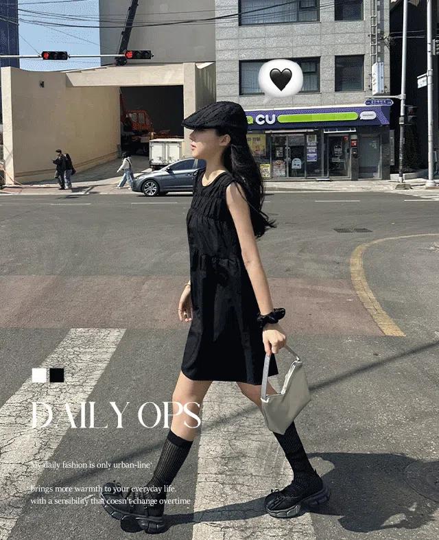 오브히 리본 셔링 나시 미니 원피스 - 2color