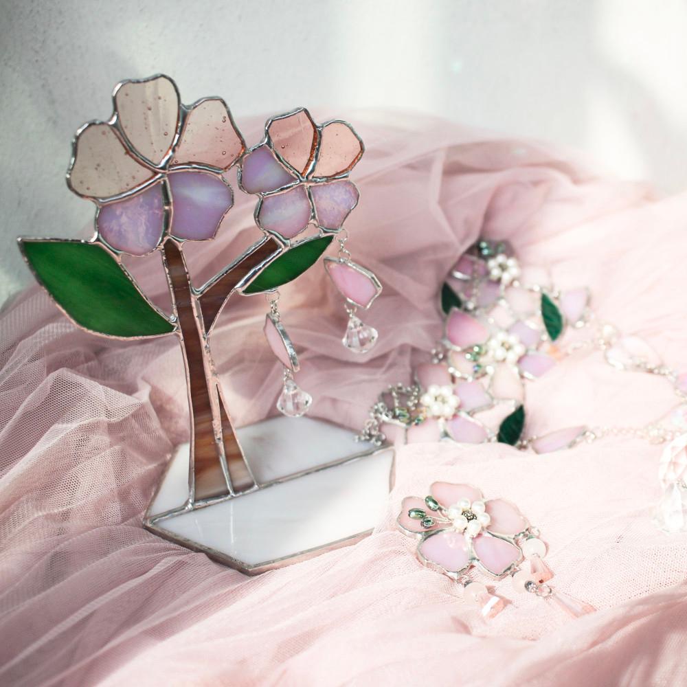 스테인드글라스 벚꽃 오브제 유리공예