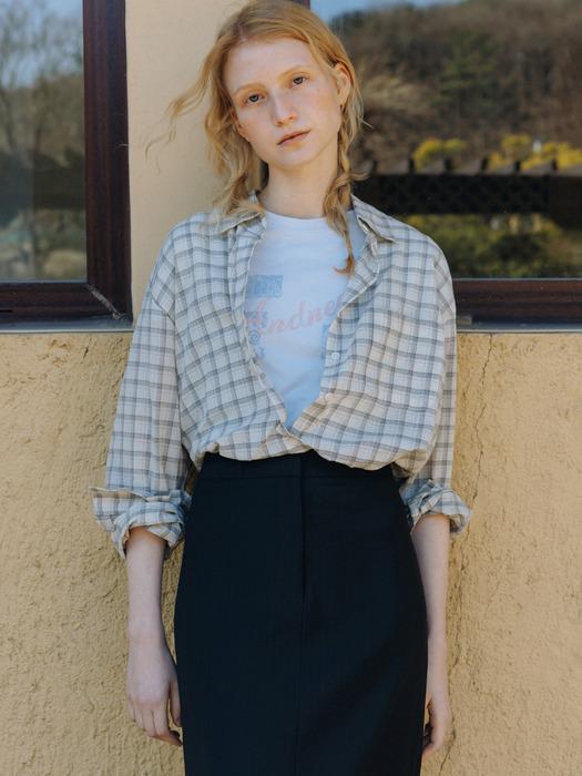 Boho check shirts (beige)