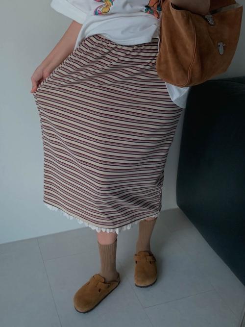 테디 스트라이프 스커트 - 2col