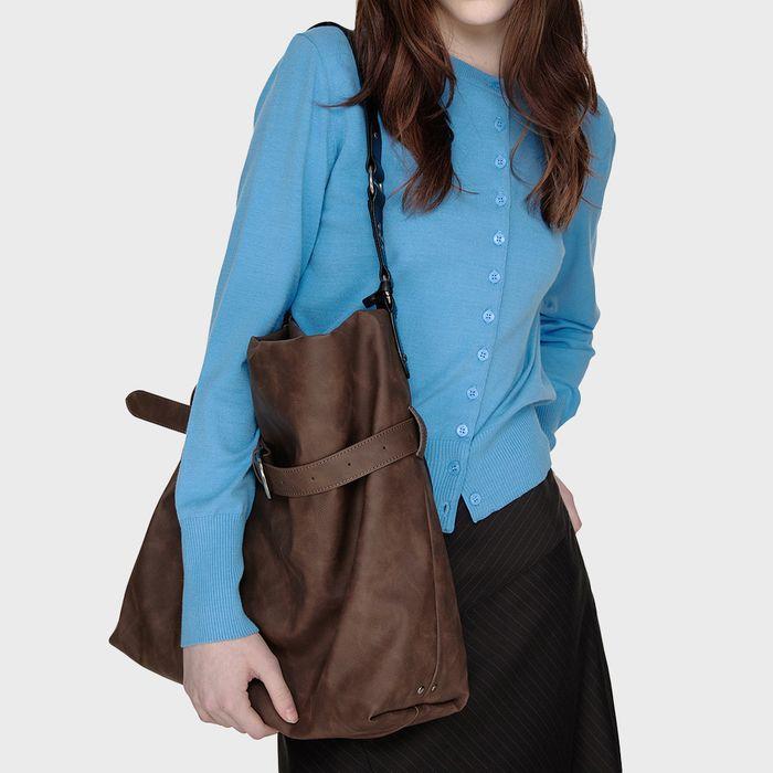 Rivet Belted Big Bag (BROWN)