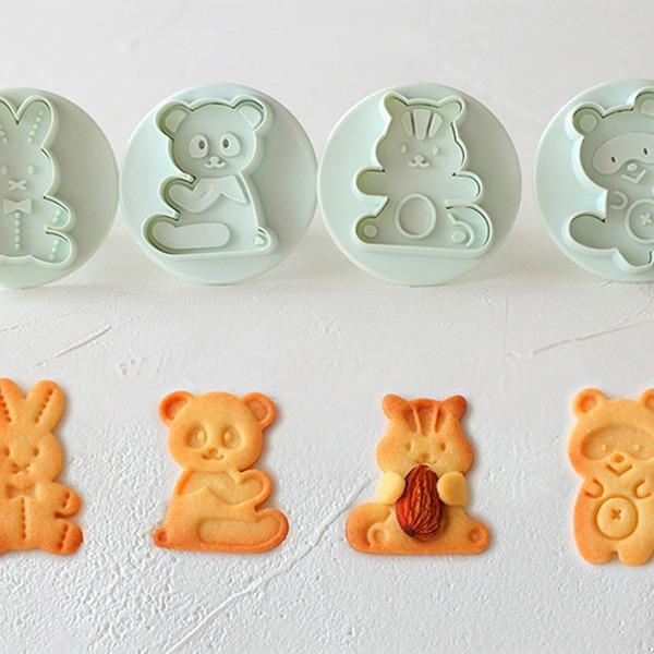 토끼와숲속친구들 스템프형 식빵모양틀 쿠키틀 4종세트