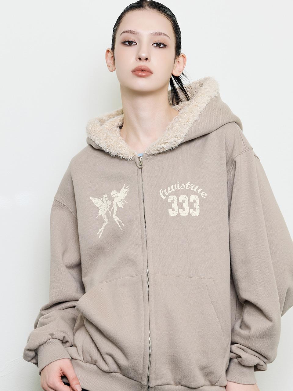 EV FAIRY FUR HOOD ZIP UP(BEIGE)