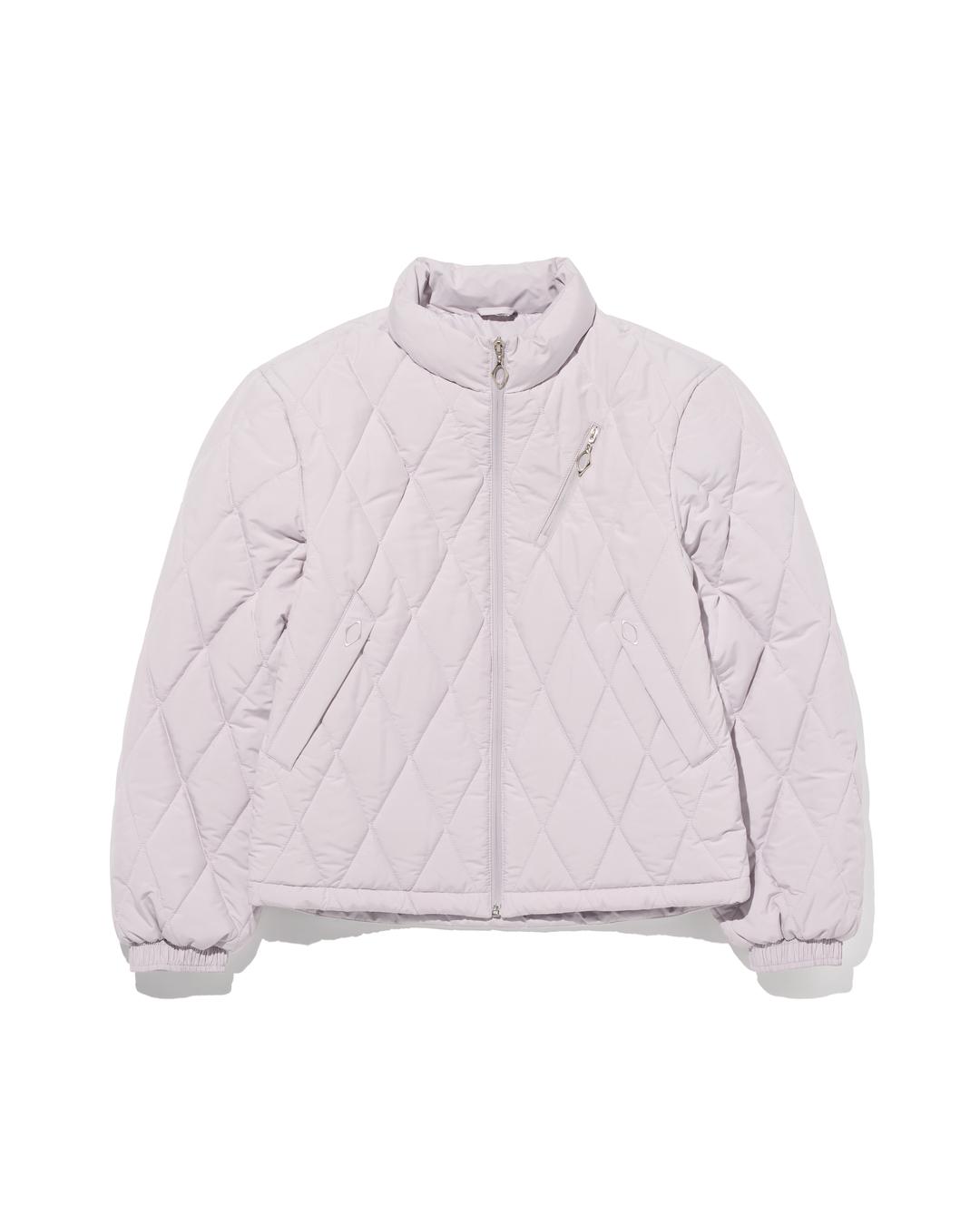 RHOMBUS QUILTED BOMBER JACKET_LIGHT PINK GREY
