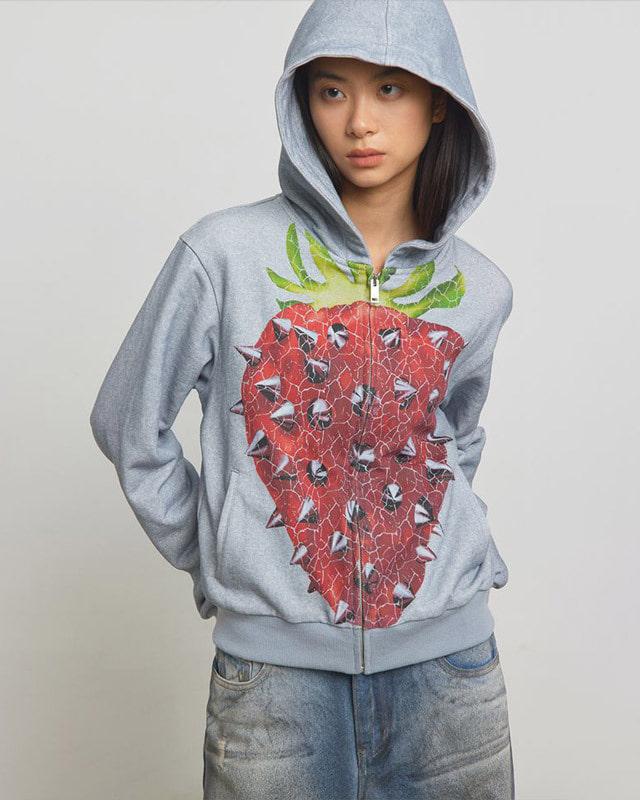 CONP Punk Strawberries Hoodie (그레이 블루)