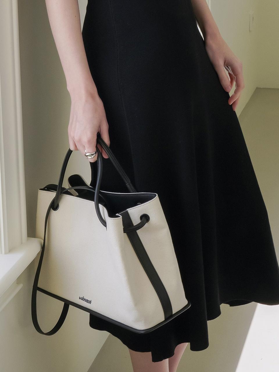 [썸머신상단독]Bene Wide bag_leather canvas black