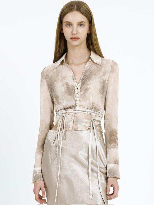 CORSET SHIRT see-through beige