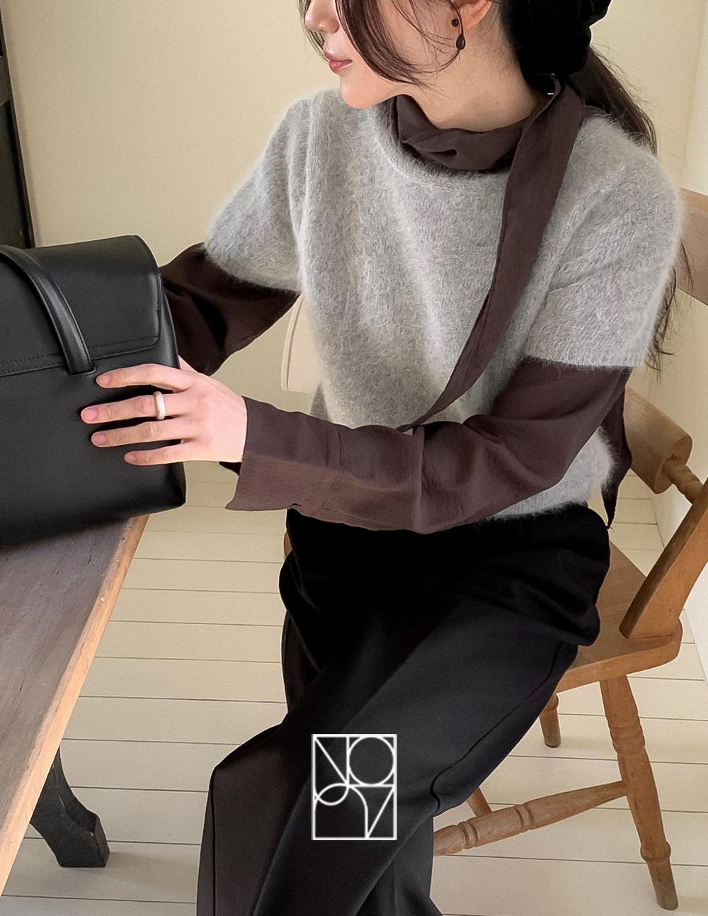 [Un ORD] 베이 앙고라 반팔니트 (모피베이지/단독주문시오늘출발)