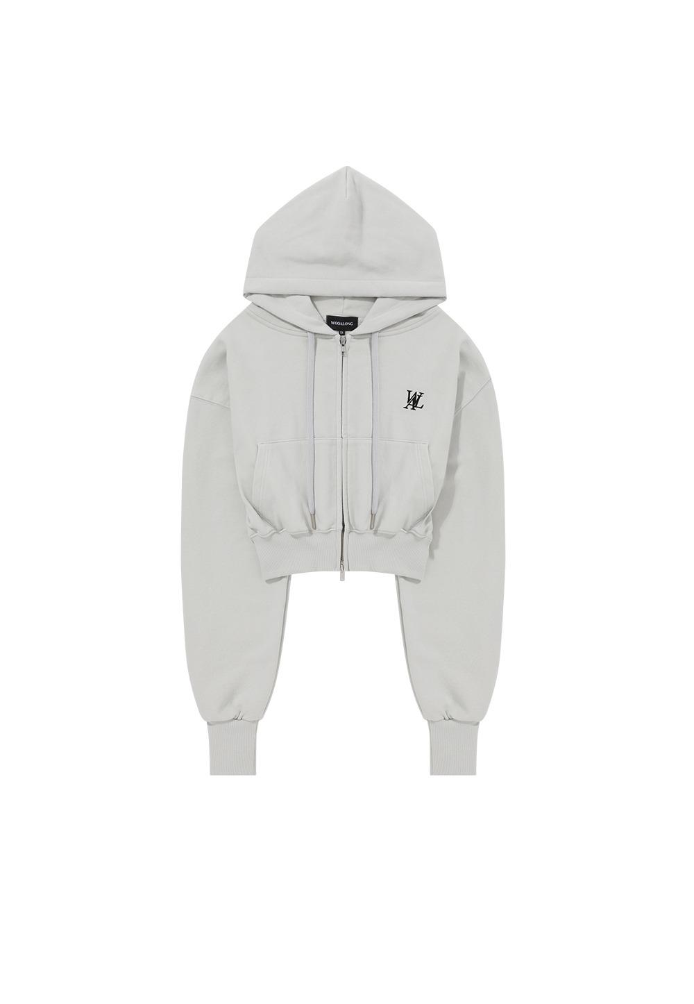 Signature crop hood zip-up - LIGHT GREY
