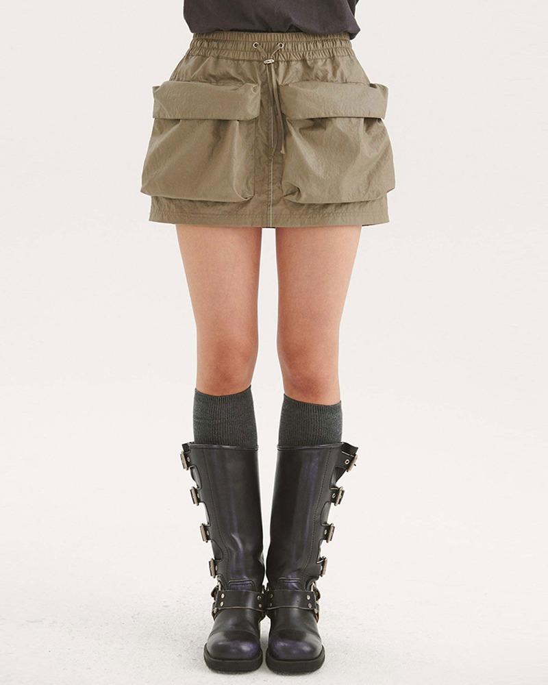 NYLON CARGO MINI SKIRT_GREY - THE CENTAUR