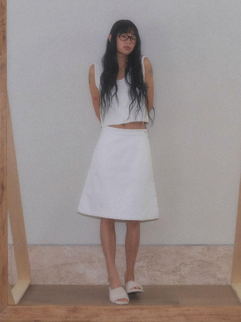 Message Pocket Denim Skirt