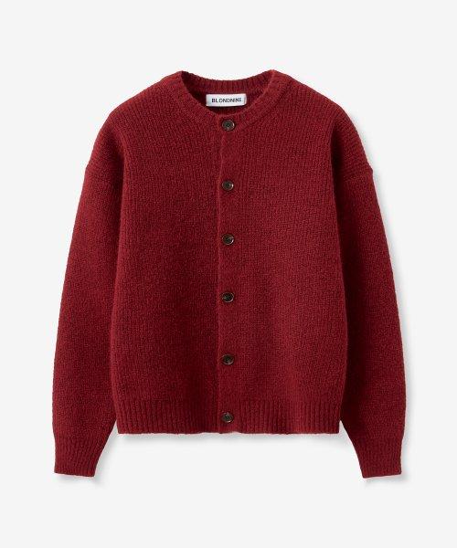 그레이스 울 리브 니트 가디건_마호가니레드