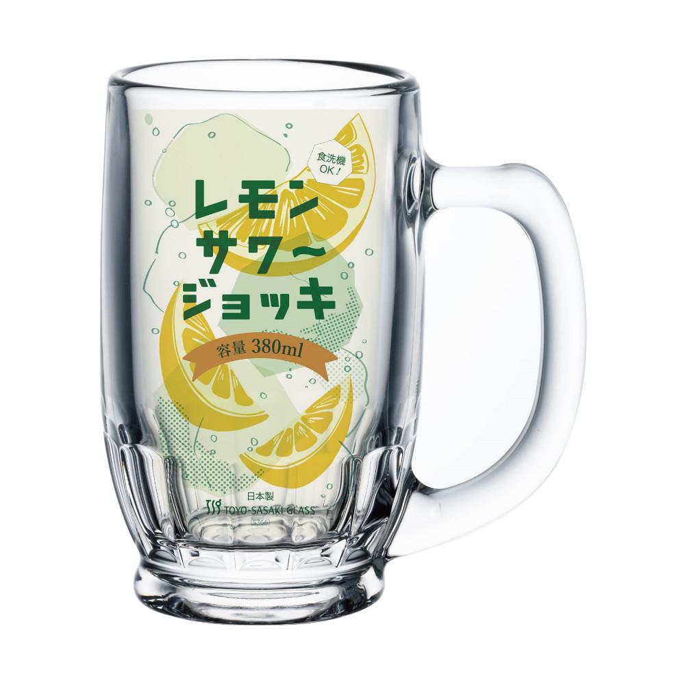 일본 토요사사키 레몬 사워 글라스 유리 맥주잔 식기세척기 가능 380ml P-00401-JAN-P