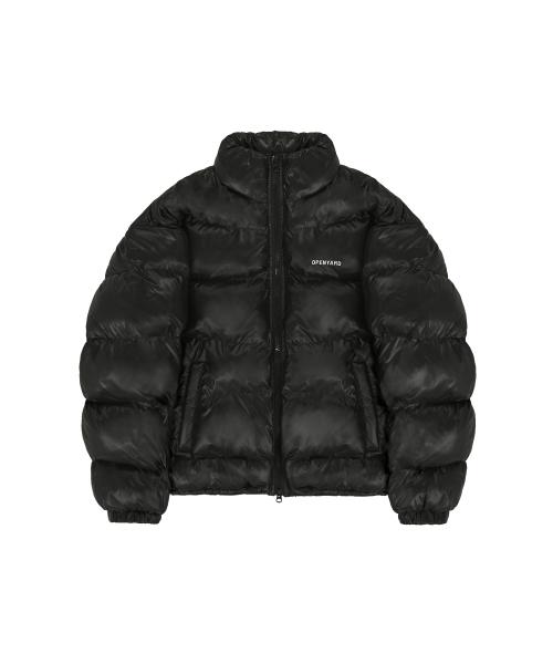 DISTRESSED STITCH PUFFER JACKET - BLACK