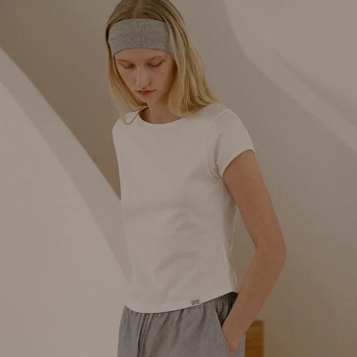 Cap sleeve cotton T-shirt KNSS04TS08_Ivory