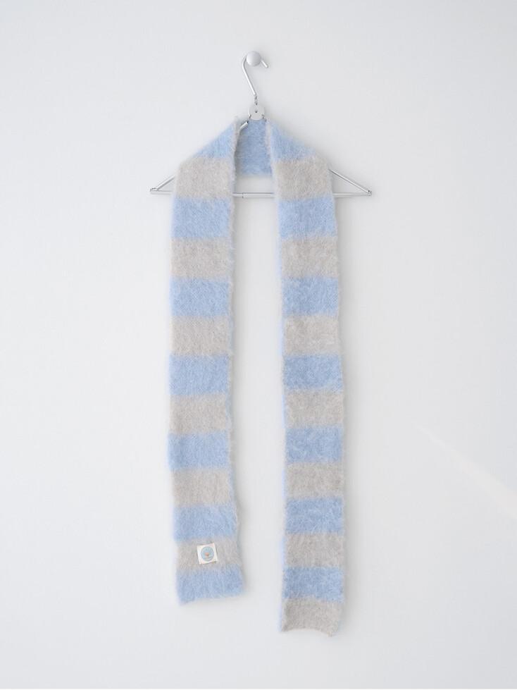 HAIRY STRIPE MUFFLER (SKY BLUE & GREY)