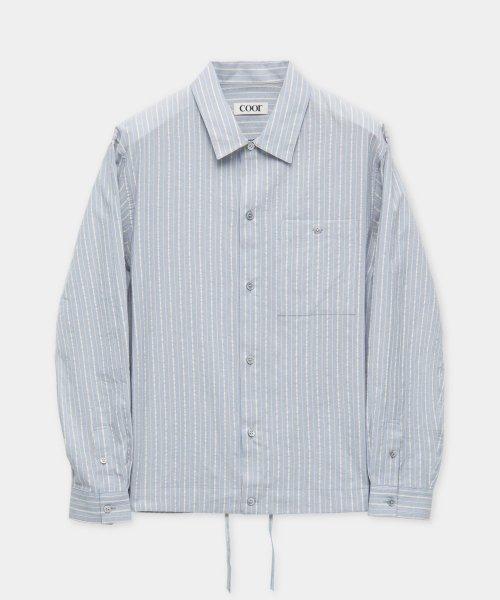 원 포켓 스트라이프 스트링 셔츠 (라이트블루)