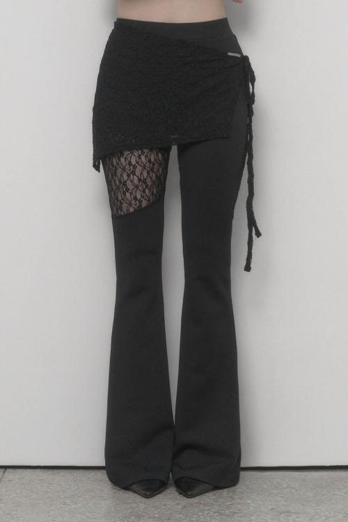 See Through Lace Lap Bootcut Pants