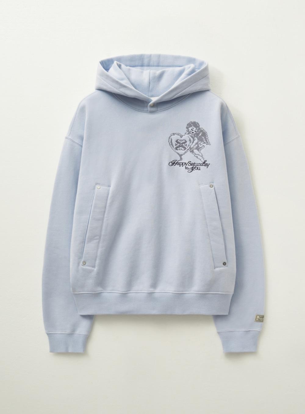 Angel Cross Stitch Hoodie - Sky Blue